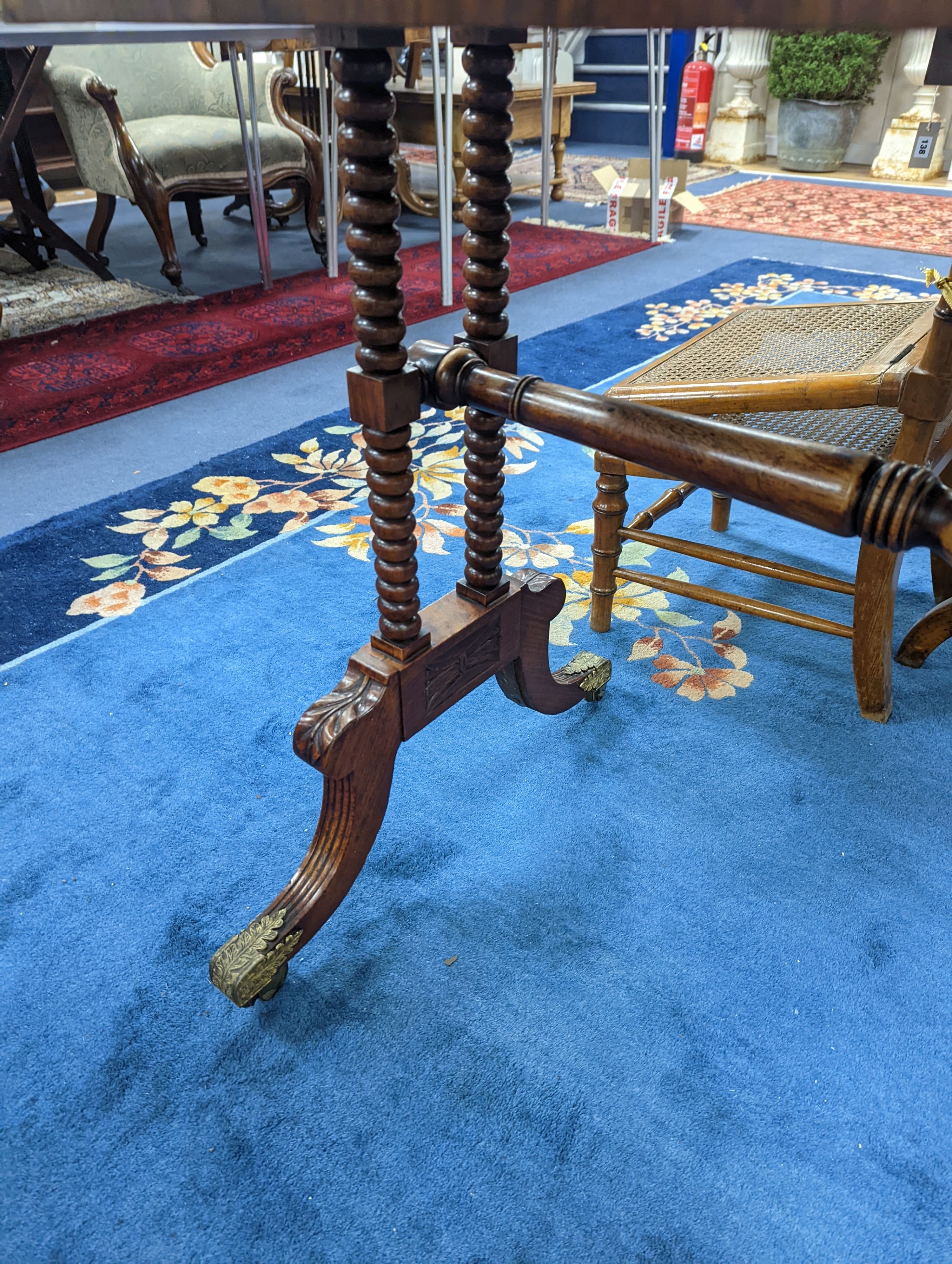 A late Regency rectangular rosewood galleried centre table, width 84cm, depth 52cm, height 74cm